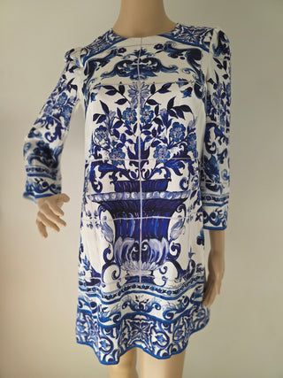 Dolce & Gabbana Blue Multicolor Silk Mini Dress IT38 sz