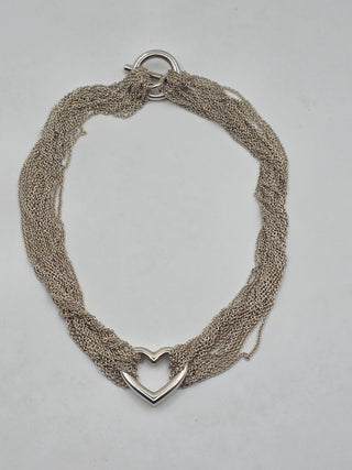 Tiffany & Co. Sterling Silver Heart Multi Strand Toggle Necklace