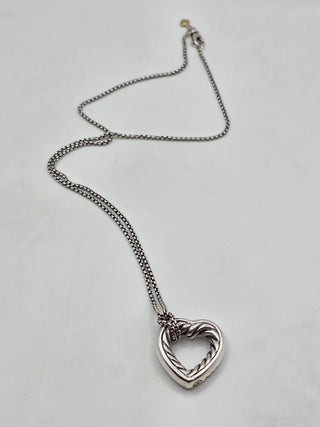 David Yurman Two-Tone Cable Heart Pendant Necklace