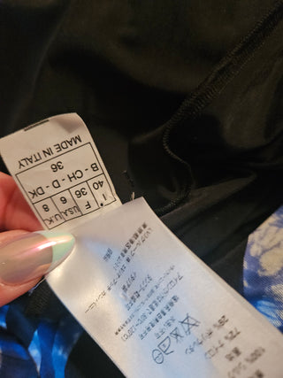 Emilio Pucci Blue Multicolor Signature Print long-sleeved dress 40 sz