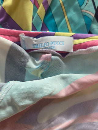 Emilio Pucci Blue Multicolor Signature Print Summer Dress S sz