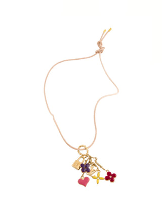 Louis Vuitton Gold-tone Sweet Monogram Enamel LV Charms Pendant Necklace