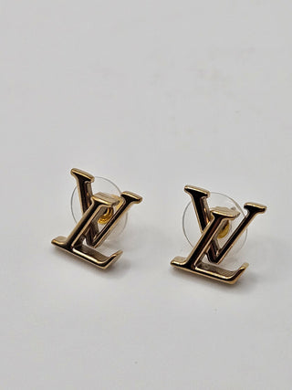 Louis Vuitton Gold-tone LV Logo Iconic Stud Earrings