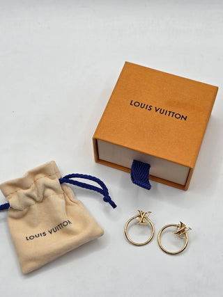 Louis Vuitton Gold-tone LV Logo Eclipse Earrings