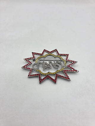 Chanel Silver-tone Strass Logo Burst Brooch
