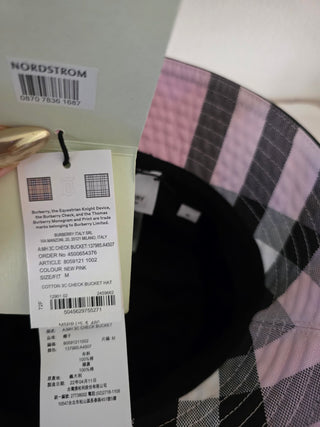 Burberry Pink multicolor Plaid print bucket hat