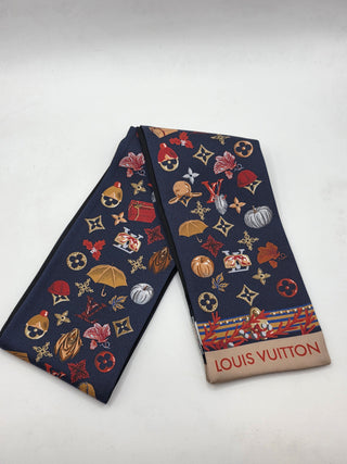 Louis Vuitton Black Navy Blue multicolor LV Monogram Silk Bandeau