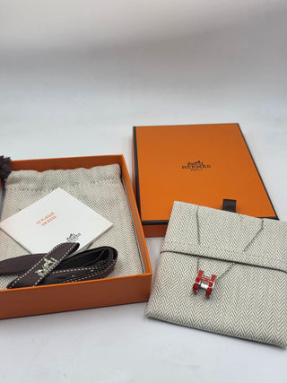 Hermes Red Enamel and Palladium Plated Pop H Pendant Necklace