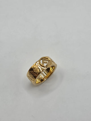 Fendi Gold-tone FF Logo Band Ring 6.5 sz