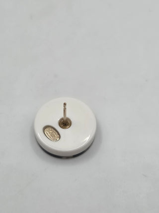 Chanel Silver-tone Resin Faux Pearl Interlocking CC Stud Earrings