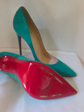 Christian Louboutin green suede So Kate Pointed-Toes pumps 41 sz