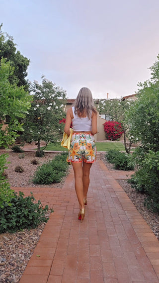 Floral print 2 piece summer skorts and top set 4 sz