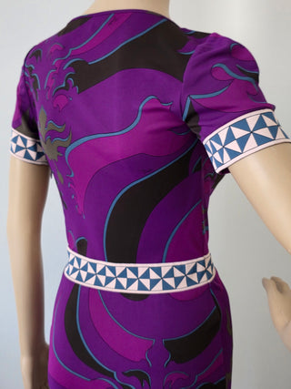 Emilio Pucci Purple Multicolor Signature Print Summer Dress 4 sz