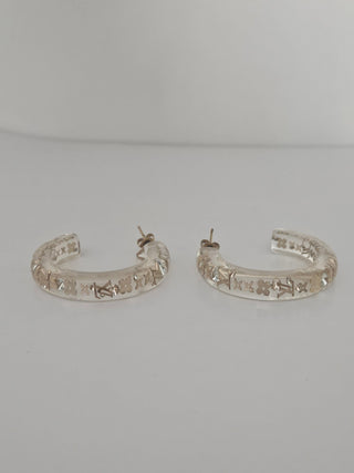 Louis Vuitton Clear Gold LV Charm Inclusion Hoop Earrings
