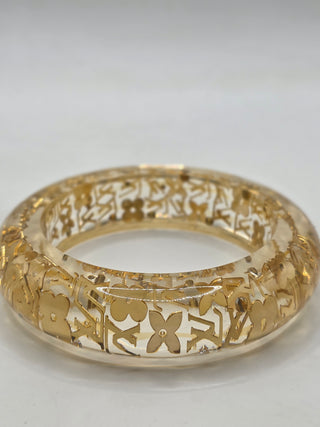 Louis Vuitton Gold-tone Crystal Resin Inclusions Bangle Bracelet