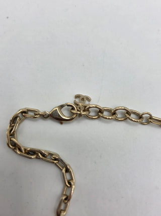 Chanel Gold-tone Strass Logo Pendant Necklace