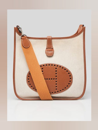 Hermès Gold Toile Canvas Evelyne II GM Bag
