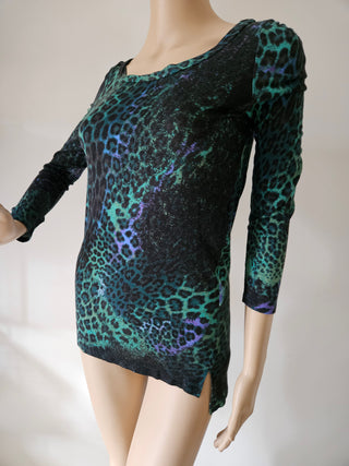 Emilio Pucci Green Animal Print long-sleeved top 6 US sz