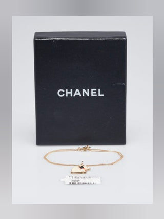 Chanel White Rabbit Interlocking CC logo Baby Animals Necklace