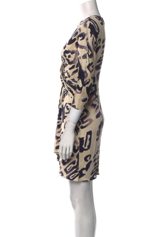 Emilio Pucci Beige Multicolor v-neck Crystal Embellished dress 34 sz