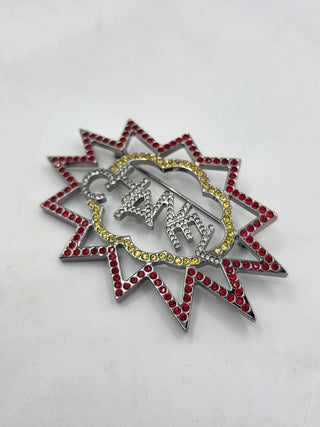 Chanel Silver-tone Strass Logo Burst Brooch