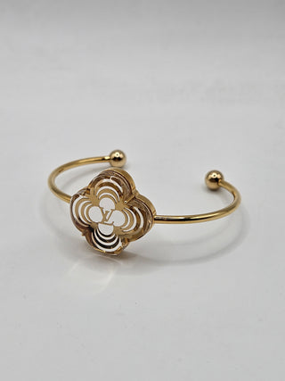 Louis Vuitton Gold-tone A La Folie LV logo Cuff Bracelet