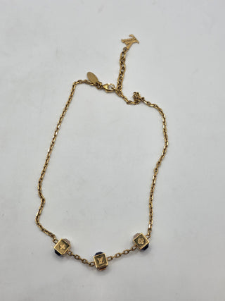 Louis Vuitton Gold-tone Crystal Gamble Station Necklace