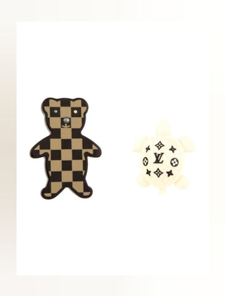 Louis Vuitton Multicolor Resin Teddy Bear & Turtle Brooch Set