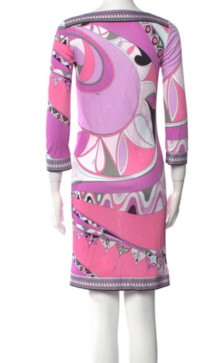 Emilio Pucci Purple Multicolor long-sleeved printed summer dress S sz