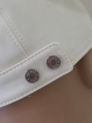Hermes White Blanc Naturel Cotton Davis Emile Cap 58 sz