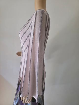 M Missoni Beige Metallic Striped Knee-Length Dress M sz