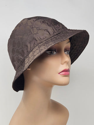 Cute Authentic Gucci Brown GG Nylon Bucket Hat XL sz