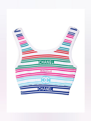 Chanel White multicolor Interlocking CC 2019 Striped Top S sz FR36