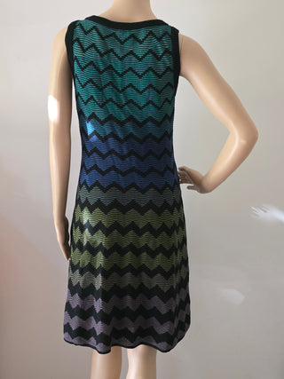 M Missoni Green multicolor Striped V-neck Mini Dress 8 US