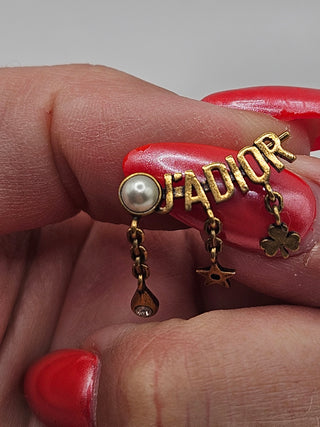 Christian Dior Gold-tone J'Adior Faux Pearl Drop Earrings