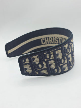 Christian Dior Blue Oblique Diorissimo Logo Headband M sz