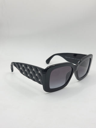 Chanel Black Interlocking CC Logo Square Sunglasses