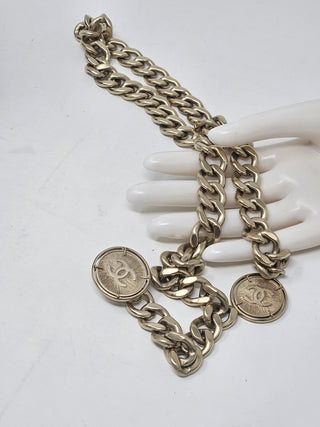 Chanel Gold-tone Interlocking CC Charm Chain link Belt M sz