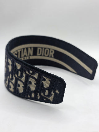 Christian Dior Blue Oblique Diorissimo Logo Headband M sz
