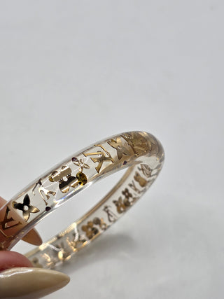 Louis Vuitton Clear Gold-tone Crystal Resin Inclusion Bangle