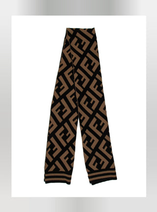 Fendi Brown FF Monogram Wool oversized scarf