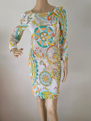 Emilio Pucci Multicolor Printed long-sleeved summer dress 38 sz