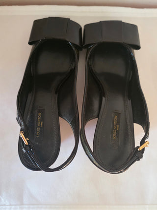 Louis Vuitton Brown LV Monogram Bow Accents Slingback Pumps 39.5 sz