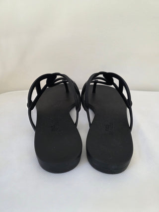 Hermès Black Egerie Chaîne d'Ancre Insignia Slides 38 sz