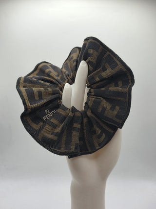 Fendi Brown black FF Logo Printed Hair Tie