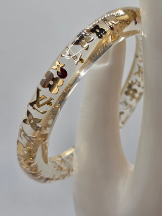 Louis Vuitton Clear Gold-tone Crystal Resin Inclusion Bangle