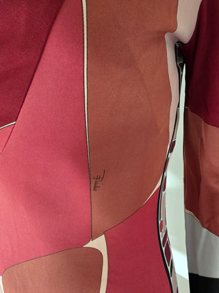 Emilio Pucci Brown Res Printed Midi Length Dress 40 sz