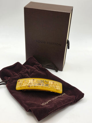 Louis Vuitton Gold-tone Yellow Resin Monogram Inclusion Hair Clip