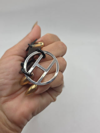 Hermès Black Silver-tone H Logo Horn Lena Station Necklace