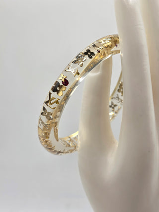 Louis Vuitton Clear Gold-tone Crystal Resin Inclusion Bangle